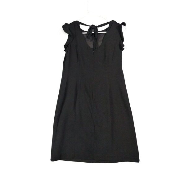 LOFT Black Dress SZ 00P Ruffle Cap Sleeve A-Line Lined Mini Goth Minimal Neutral - Picture 2 of 9